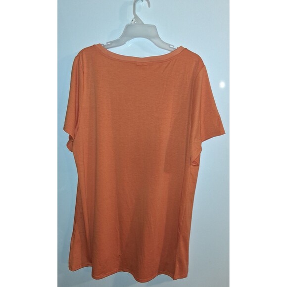 Lularoe Orange Short Sleeve V-neck Blouse Sz 3XL - Picture 2 of 2